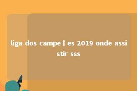 liga dos campeões 2019 onde assistir sss